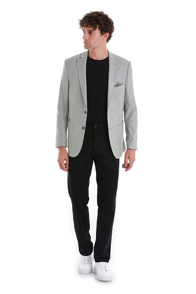 Hatemoğlu Khaki Comfort Fit Patterned Mono Collar Classic Jacket