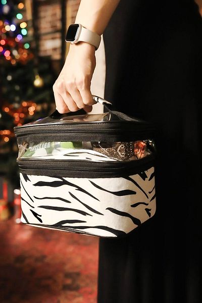 Ankaflex Γυναικεία Zebra Διάφανη τσάντα μακιγιάζ Organizeri Μεγάλο μέγεθος Καλλυντική τσάντα μακιγιάζ ταξιδιού