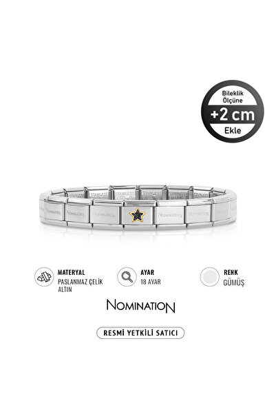 NOMİNATİON Italy Composable 18 Ayar Altın Siyah Taşlı Yıldız ve Çelik Bilekli...