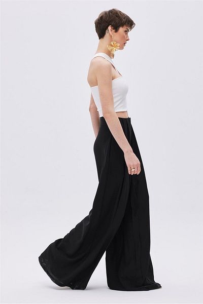 SHERIN Black Pleated Skirt Look Trousers