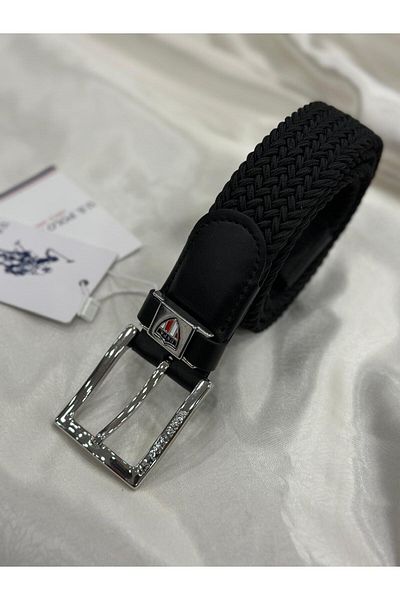 U.S. Polo Assn. ΒΑΣΗ. POLO ASSN. ΑΝΔΡΙΚΗ ΖΩΝΗ ΕΛΑΣΤΙΚΗ - ΜΑΥΡΗ