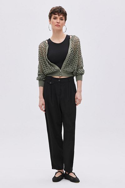 SHERIN Green Glitter Bomber Knitwear Cardigan