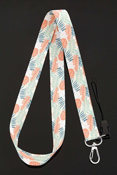 Apptakı Palmiye Desenli Yaka Kartı Boyun Askı İpi Telefon Askı İpi - ASK0147