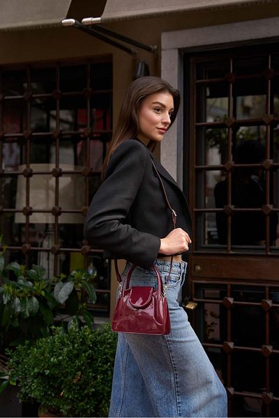 Madamra Claret Red Lackleder Damen Maja Covered Mini City Damentasche -