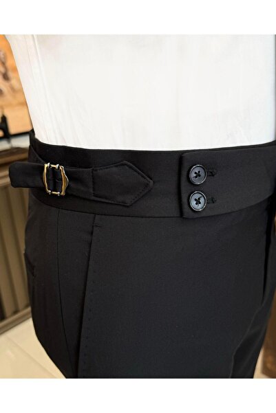 TerziAdemAltun Men's Black Vest and Trousers Set - Italian Style T12200