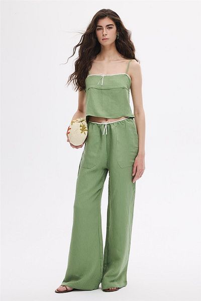 SHERIN Textured Bow Trousers