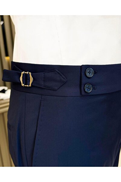 TerziAdemAltun İtalyan stil erkek yelek pantolon takım elbise lacivert T12201