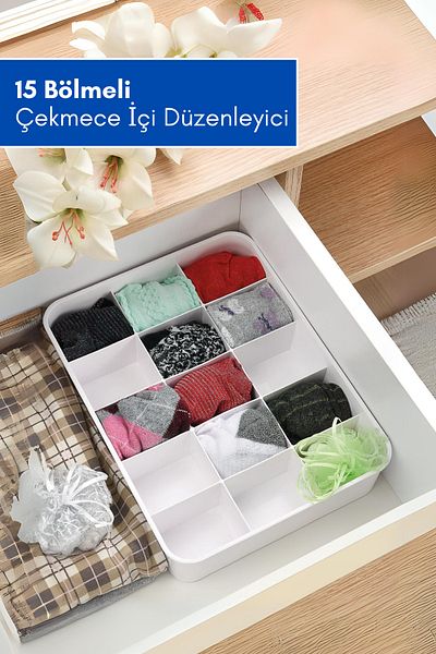 GRİMOR Life White Color 15 Compartment Drawer Organizer Organizer
