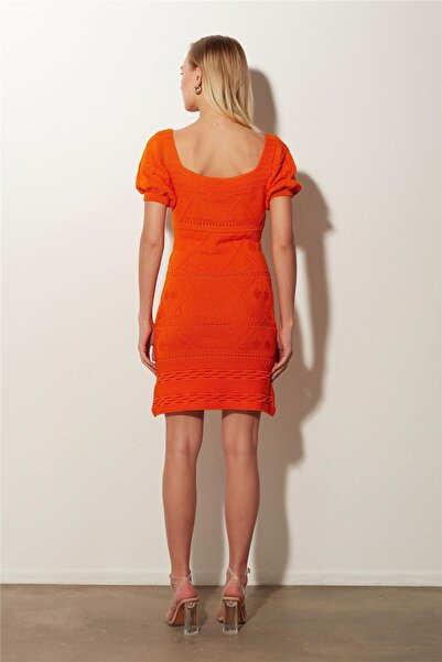 SHERIN Orange Square Collar Knitwear Dress