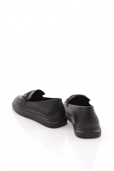 DGN Kadın G Metal Tokalı Loafer Ayakkabı Siyah Napa 1092173