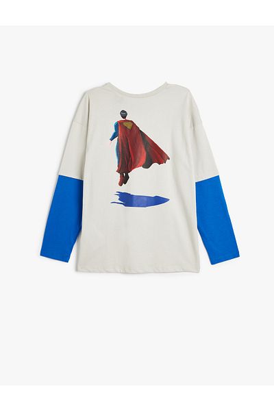 Koton Bavlněné tričko Superman s dlouhým rukávem - Crew Neck