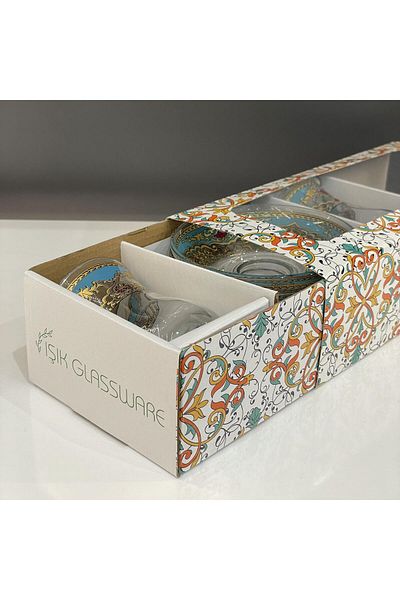 Saray Ottoman handicraft Tile Pattern 6-Piece Tea Cup No:2