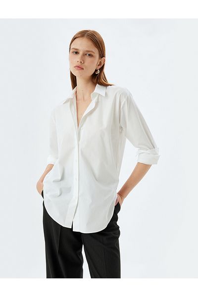 Koton Μακρυμάνικο βαμβακερό oversize πουκάμισο
