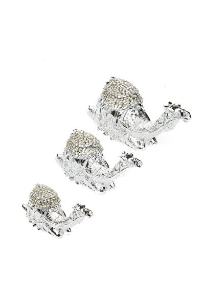 Saray Ottoman handicraft Deve Metalize Biblo Ev Dekorasyon Aksesuarı Gümüş