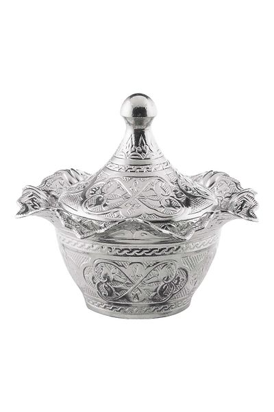 Saray Ottoman handicraft Lalegül Large Round Stone Nickel