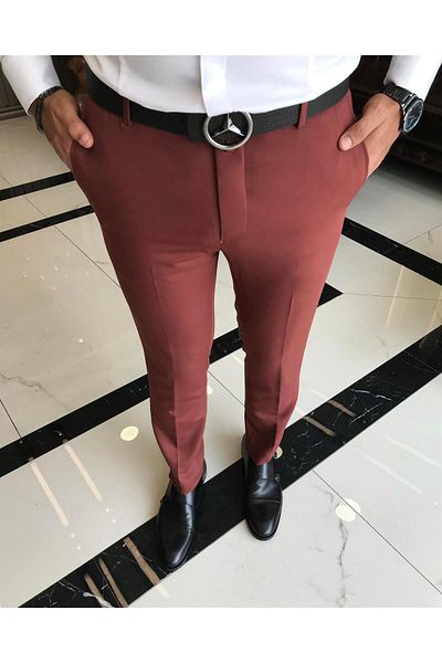 TerziAdemAltun Pantaloni din stofă pentru bărbați slim fit în stil italian T9723