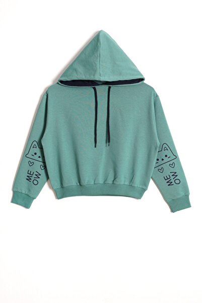 zepkids Світшот з капюшоном і довгими рукавами, зелений колір, для дівчаток