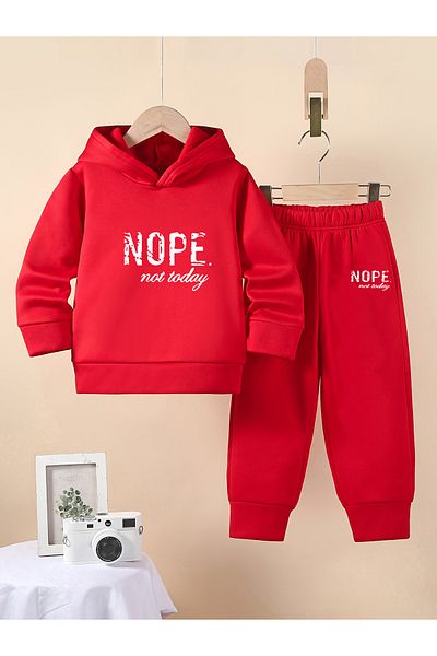 Let's Wear Комплект от суитшърт и анцуг Nope Premium от трета прежда за момчета/момичета - 2 части спортен костюм
