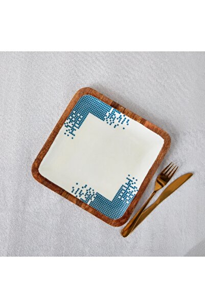 Home Box Artisan Enamelled Wooden Square Plate - 25 cm