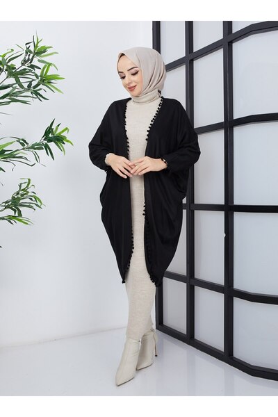 SAHRA BUTİK Tasseled Flat Cap - Black - Sahra Butik