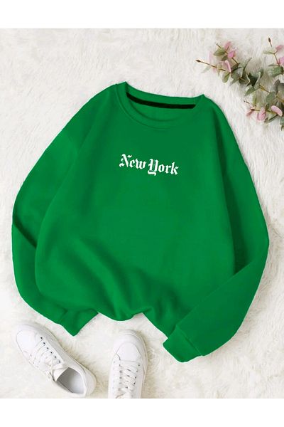 FAVORİST Φούτερ με στάμπα NEW YORK SLOGAN Crew Neck OVERSIZE