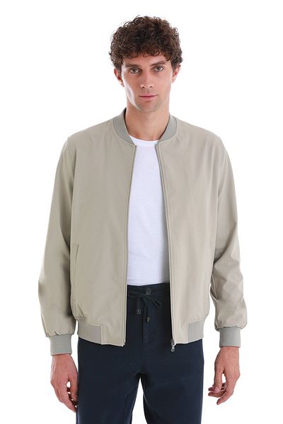 Hatemoğlu Beige Slim Fit Straight Spring Bomber Coat