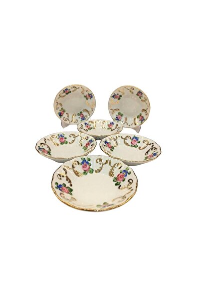 Saray Ottoman handicraft Lima 6'lı Desenli Porselen Çay Tabağı