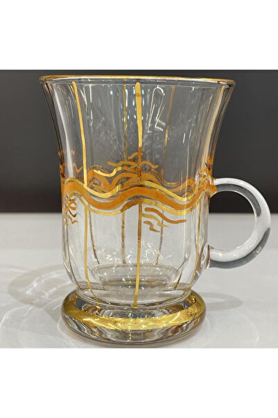 Saray Ottoman handicraft DALGA KULPLU AYAKLI ÇAY BARDAK