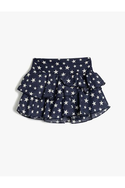 Koton Frilly Star Patterned Short Skirt