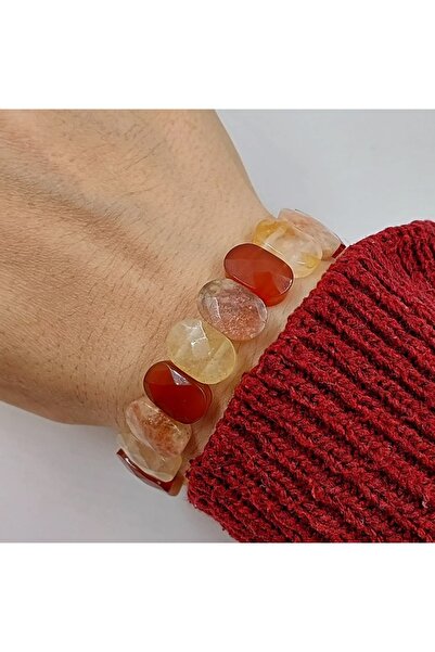 GİZEMLİ DOĞAL TAŞ Akik Sitrin Güneş Taşı Geniş Kesim Gizemli Doğal Taş Bileklik Öz Güven Nazar Bolluk Başarı Enerji