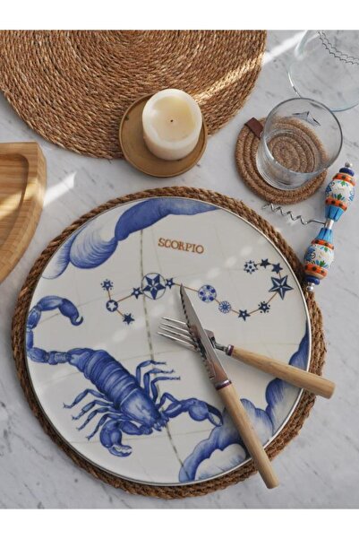 M'art Home Burçlar Scorpion Pizza Presentation Plate