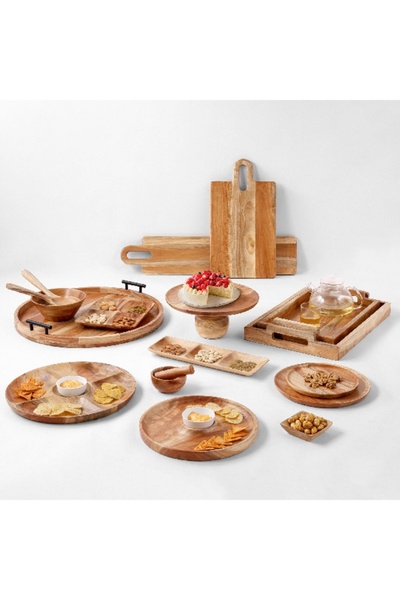 Home Box Albero Round Platter with Ceramic Bowl - 30x5.5 cm