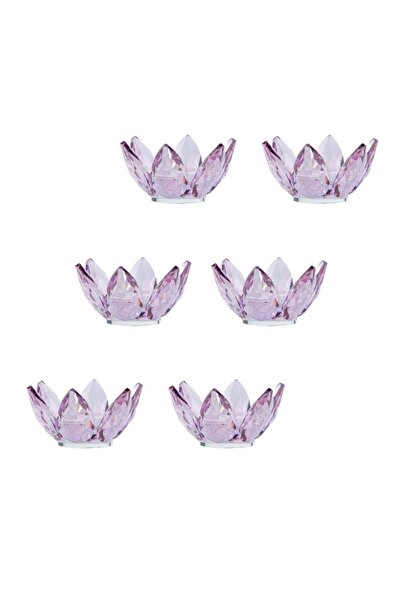 Saray Ottoman handicraft 6-Piece Lotus Purple Colored Tea Plates