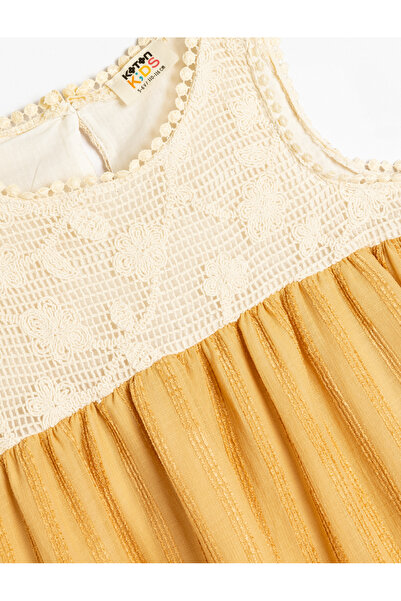 Koton Askılı Elbise Dantel Detaylı Katlı Pamuklu