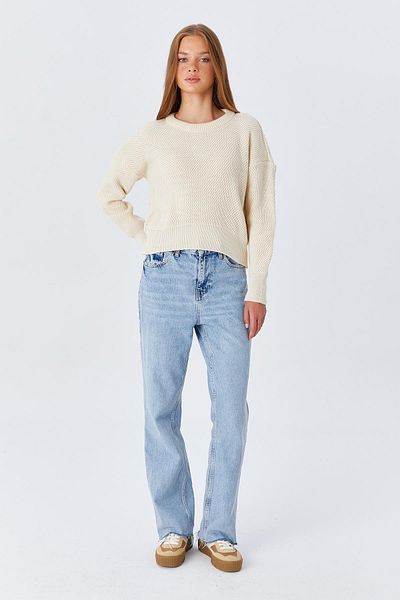 Mixray 6795 Model Natural Patterned Women's Crop Knitwear Sweater