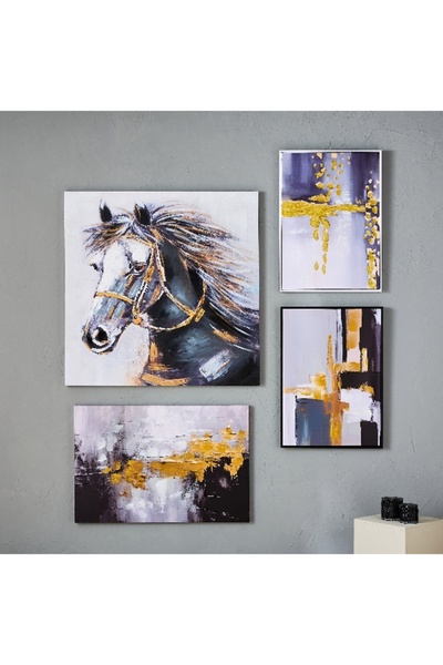 Home Box Walmer Framed Wall Art with Hand Painting 52.5x2.8x72.5 cm