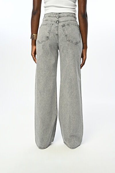 Orfeo Negro Women's Gray Color Edges Stone Embroidered Jeans