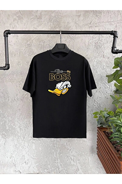 CONSTRAİN Μπλουζάκι UNISEX Big Boss με στάμπα σε μαύρο χρώμα