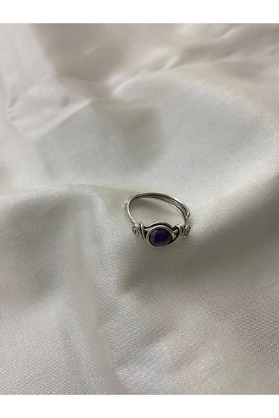 İDE TAKI TASARIMM Handmade Amethyst Natural Stone Ring