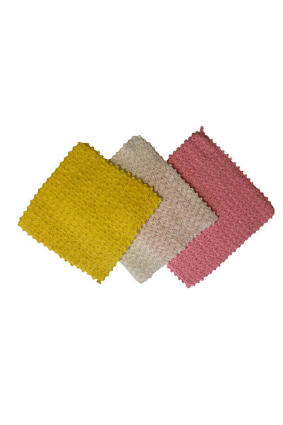 Pafuli منشفة حمام مربعة الشكل محبوكة يدويًا مكونة من 3 قطع باللون الوردي - ال...