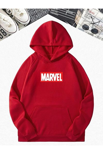 BENROMA Детски суитшърт с качулка и качулка с принт на Marvel