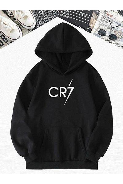 BENROMA Детски суичър с качулка с щампа Cr7 и мухъл