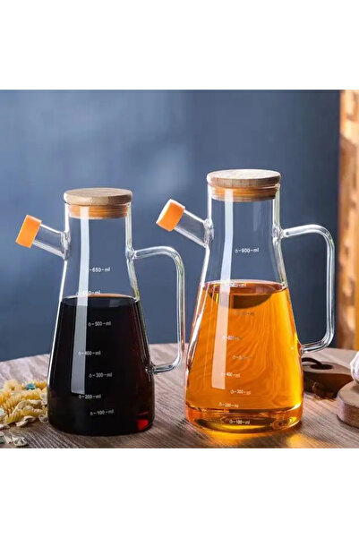 EveFix طقم وعاء زيت زجاجي بوروسيليكات مكون من ثلاث قطع مع غطاء من الخيزران ال...