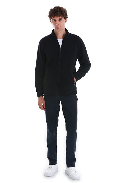 Hatemoğlu Φούτερ Navy Blue Regular Fit με φλις φούτερ με φερμουάρ