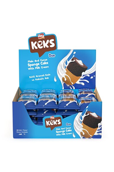 BİFA KEKS Sponge Kek Duo Sade Ve Kakaolu 45 gr X 24 Adet