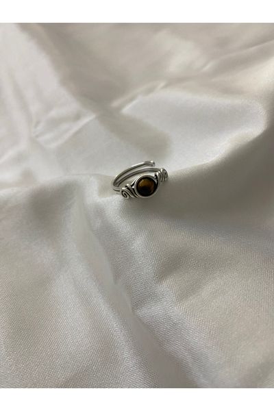 İDE TAKI TASARIMM Handmade Tiger Eye Natural Stone Ring