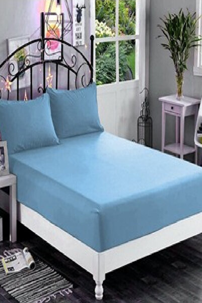 mycey Mavi Lastikli Streç Battal Boy Havlu Çarşaf 180x200 Cm