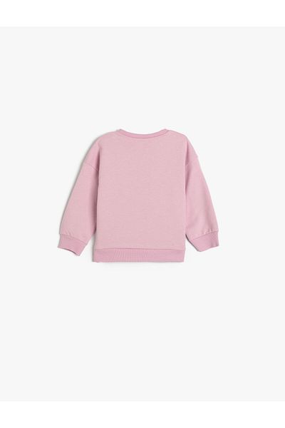Koton Sweat Long Sleeve Crew Neck Print Detailed Raised Cotton