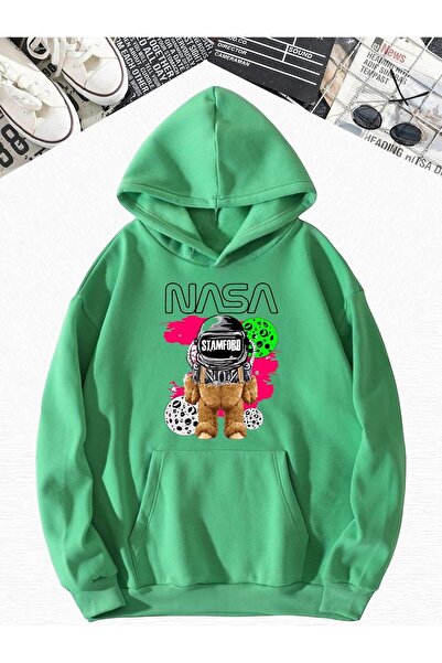 DM DOLCE MORE 3-нишка джърси детска унисекс суитшърт с качулка и принт на мече от НАСА