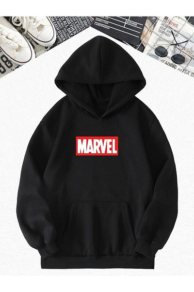 BENROMA Детски суитшърт с качулка и качулка с принт на Marvel